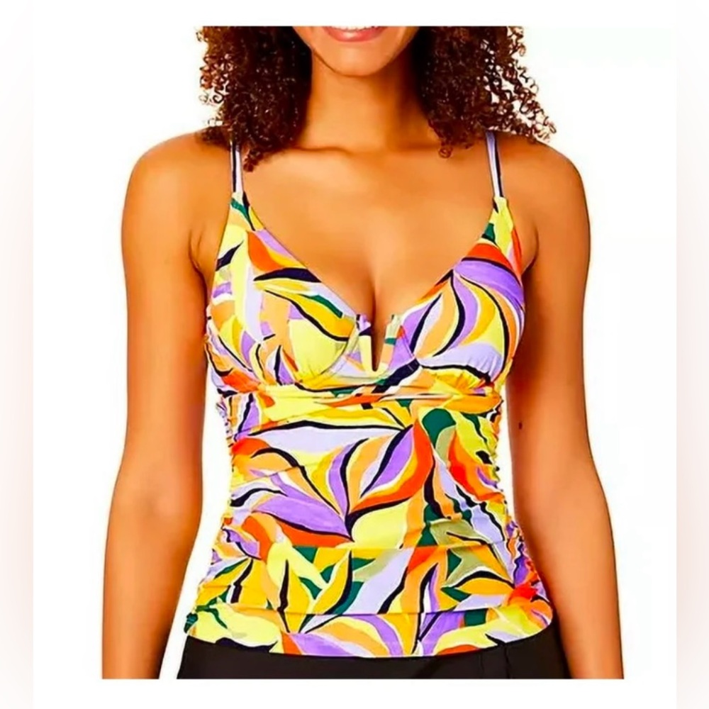 NWTS Anne Cole Women's Adjustable Strap Tankini Swim Top Sea Grass Size L